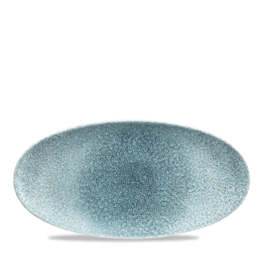 Blaue, ovale, dekorative Servierplatte