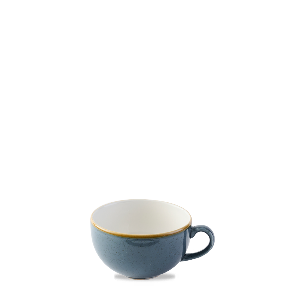 Blaue Tasse mit Henkel.