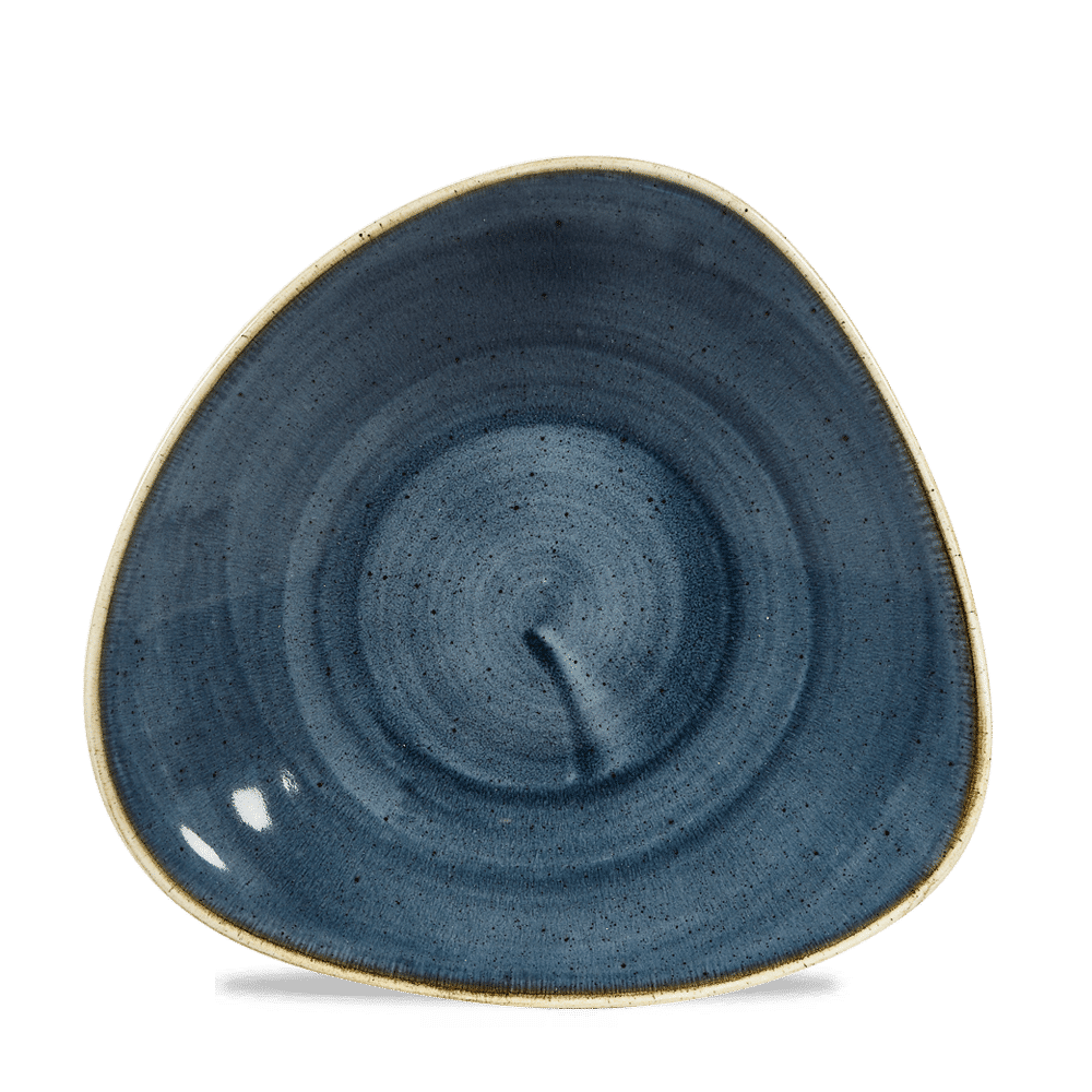Blaue, dreieckige Keramikschale