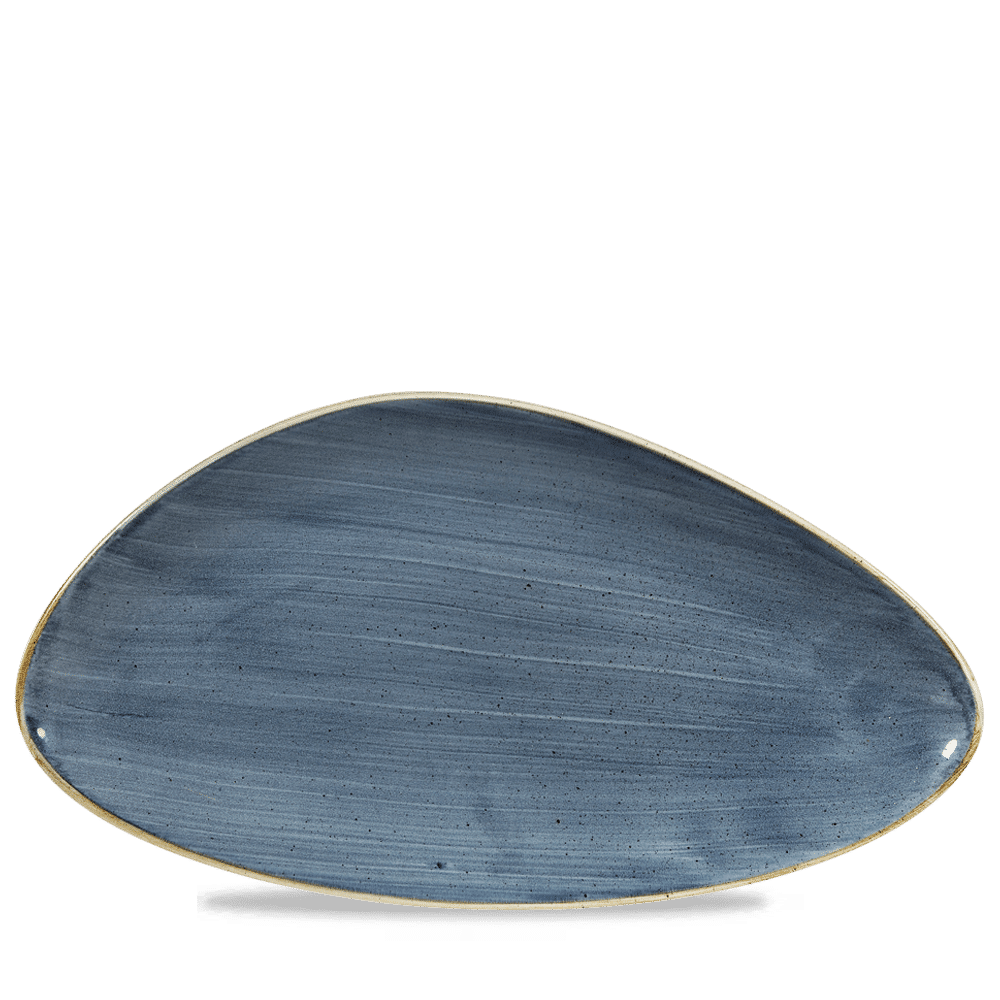 Blaue, ovale Servierplatte