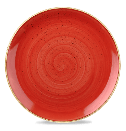 Roter Teller mit schwarzem Sprenkel
