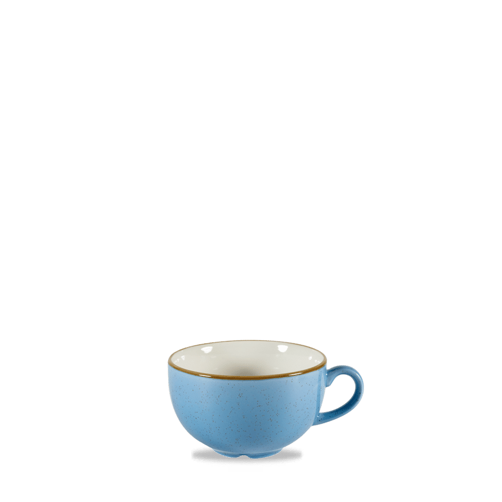 Blaue Kaffeetasse auf weißem Hintergrund