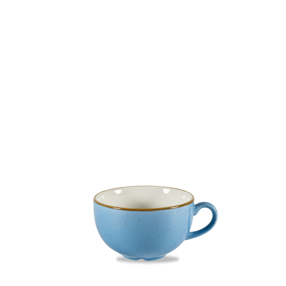Blaue Kaffeetasse auf weißem Hintergrund