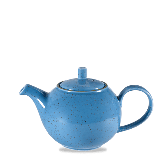 Blaue Teekanne auf weißem Hintergrund