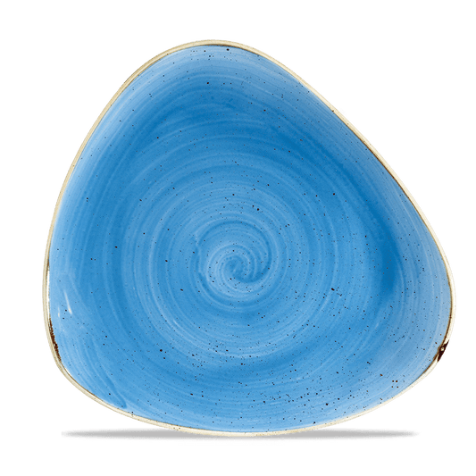 Blaue, dreieckige Keramikschale