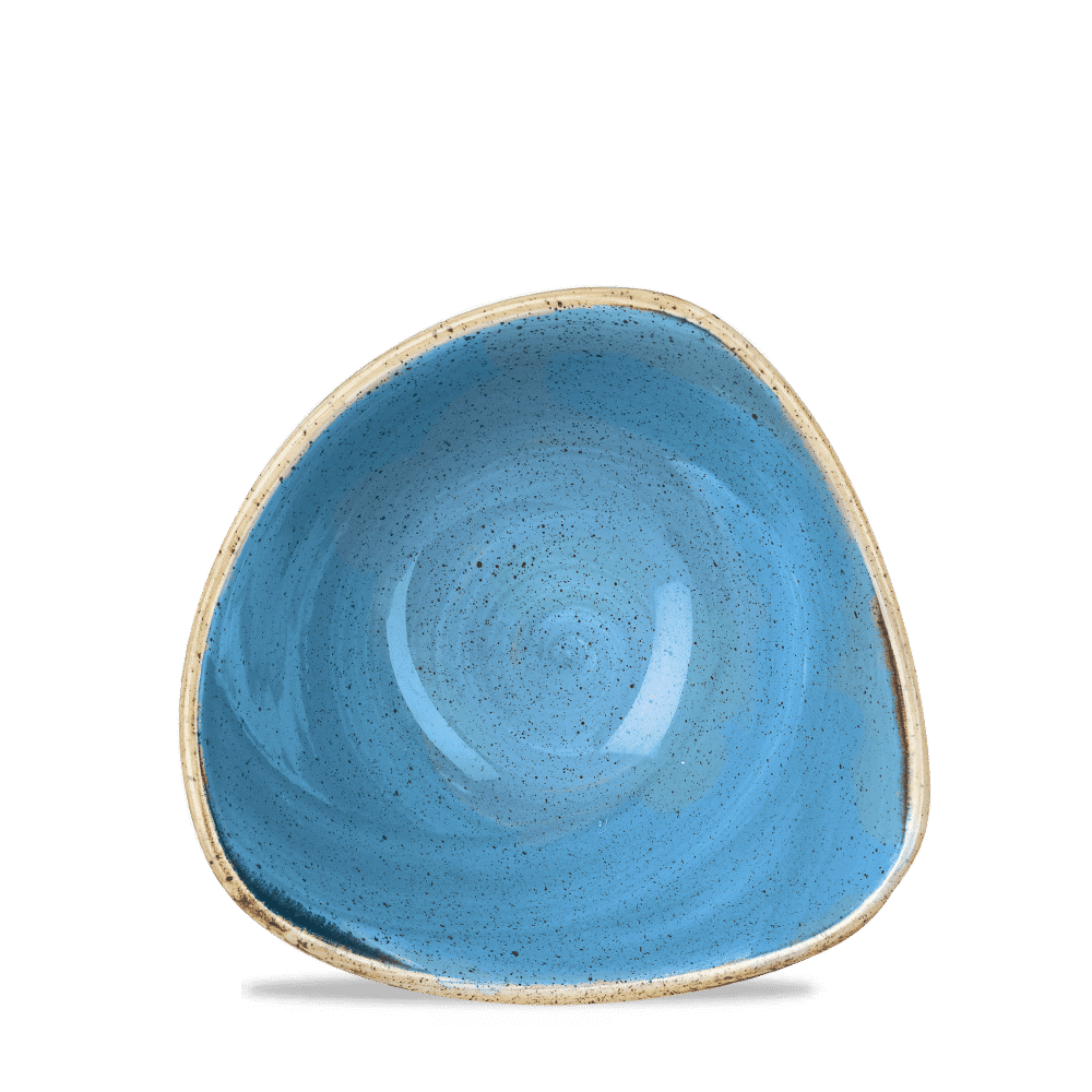 Blaue, dreieckige Schale, Keramik