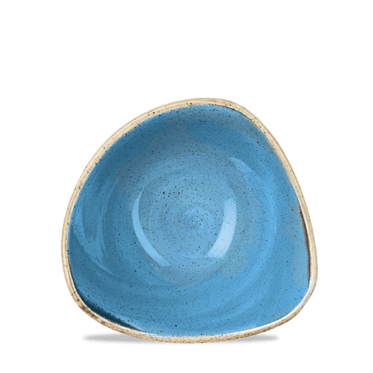 Blaue, dreieckige Schale, Keramik