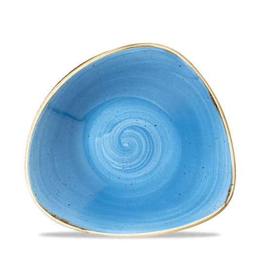 Blaue, dreieckige Schale, Keramik