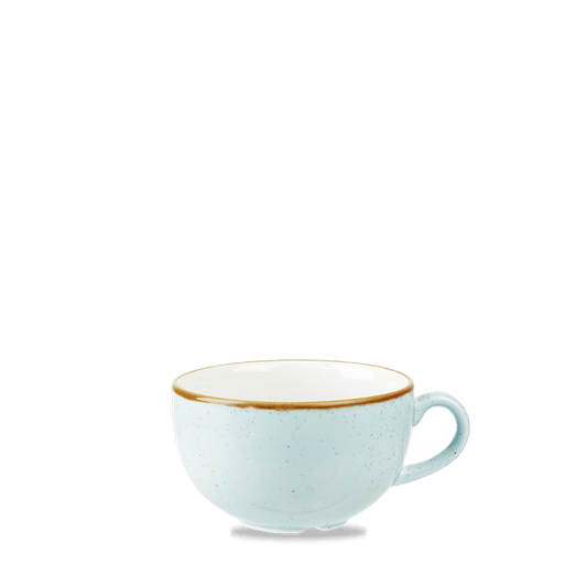 Weiße Kaffeetasse auf grünem Hintergrund