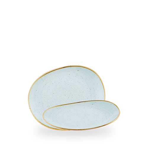 Blaue Teller mit Goldrand