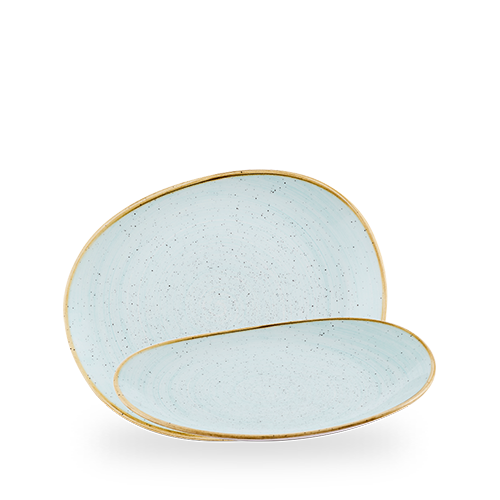 Blaue Teller mit Goldrand