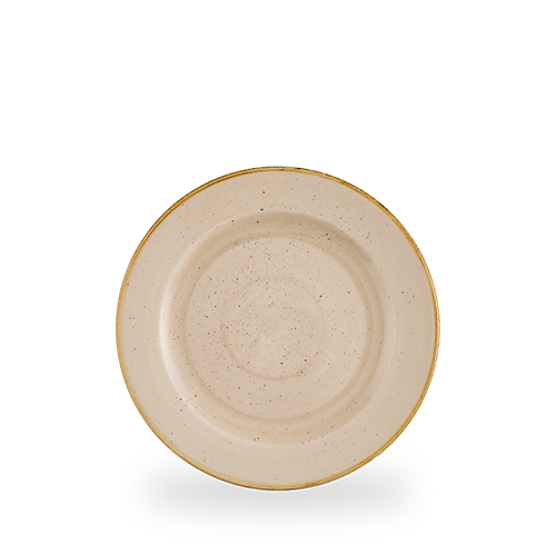 Leere, beige Tellerplatte ohne Besteck