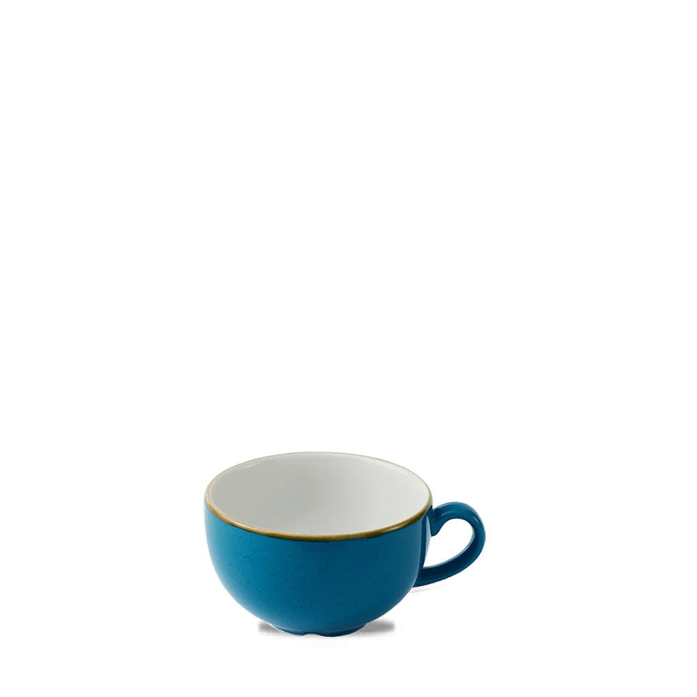Blaue Kaffeetasse auf weißem Hintergrund