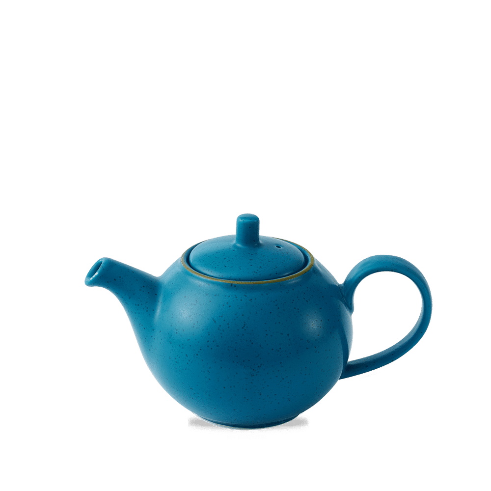 Blaue Teekanne auf weißem Hintergrund