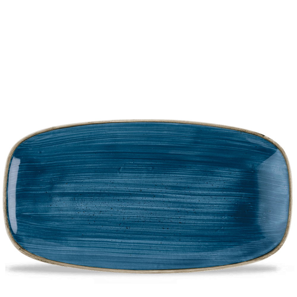 Blaue rechteckige Servierplatte