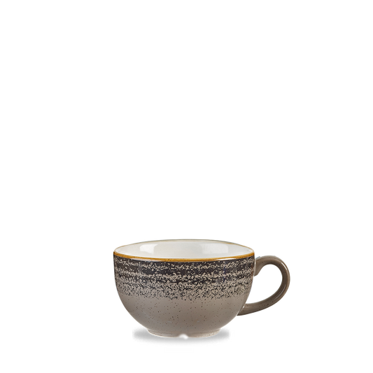 Keramiktasse mit rustikalem Design.