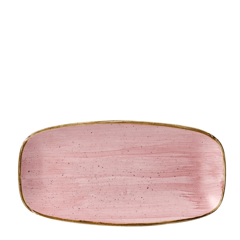 Leere, rosa, rechteckige Servierplatte