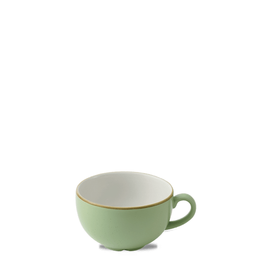 Grüne Kaffeetasse auf weißem Hintergrund