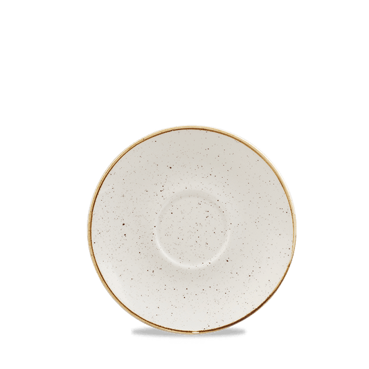 Leere Kaffeetasse auf weißem Teller
