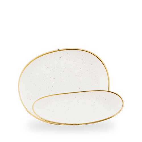 Weiße Teller mit goldenen Rändern