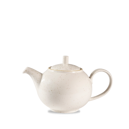 Weiße Teekanne mit Deckel.