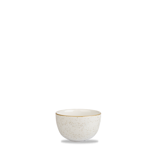 Weiße, gesprenkelte Keramikschale.