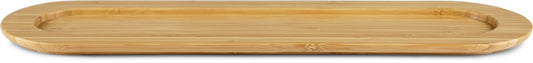 Holztablett mit ovaler Form.