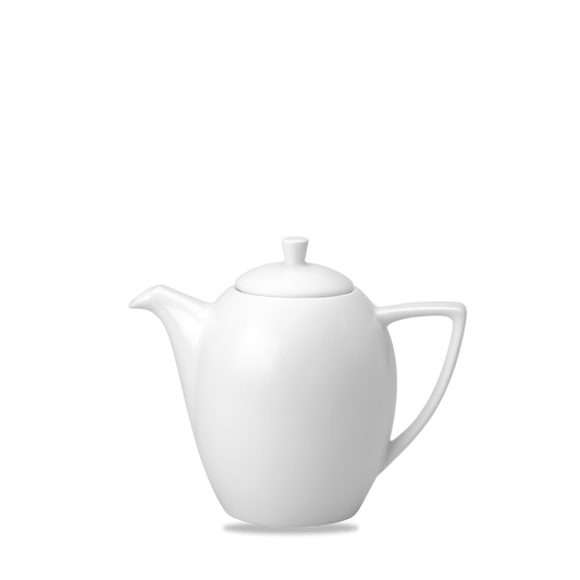 Weiße Teekanne mit Deckel.
