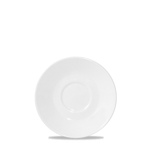 Weiße Untertasse auf weißem Hintergrund.
