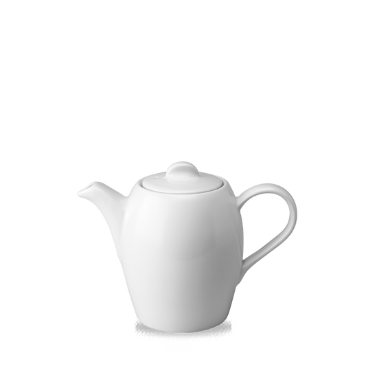 Weiße Teekanne mit Deckel.