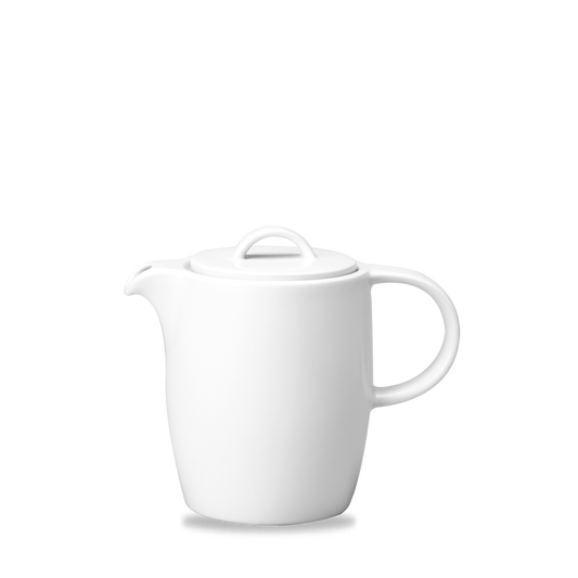 Weiße Teekanne mit Deckel.