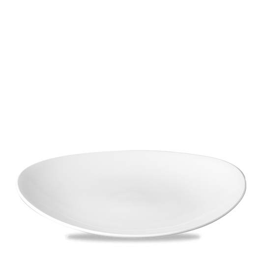 Weißer Teller auf weißem Hintergrund.