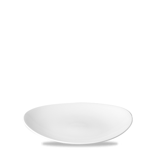 Weißer Teller auf weißem Hintergrund.