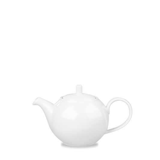 Weiße Teekanne auf weißem Hintergrund.