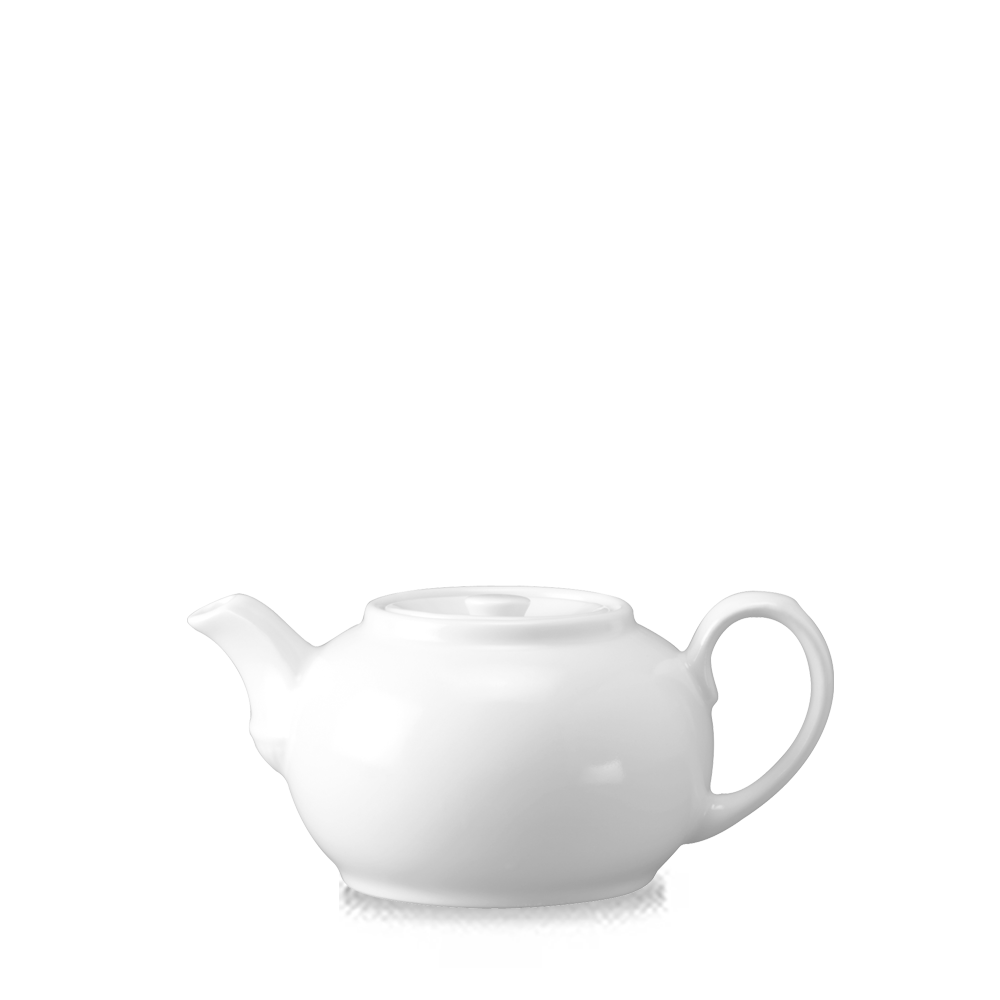 Weiße Teekanne auf weißem Hintergrund.