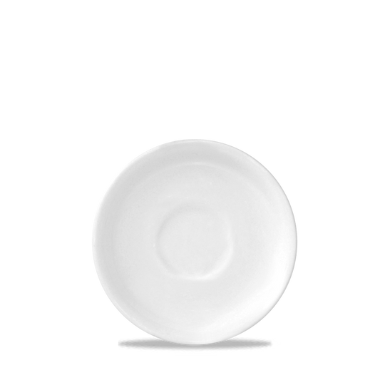 Weißer Porzellanteller auf weißem Hintergrund.