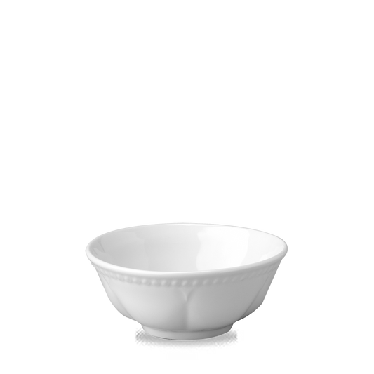 Weiße Schüssel auf weißem Hintergrund.