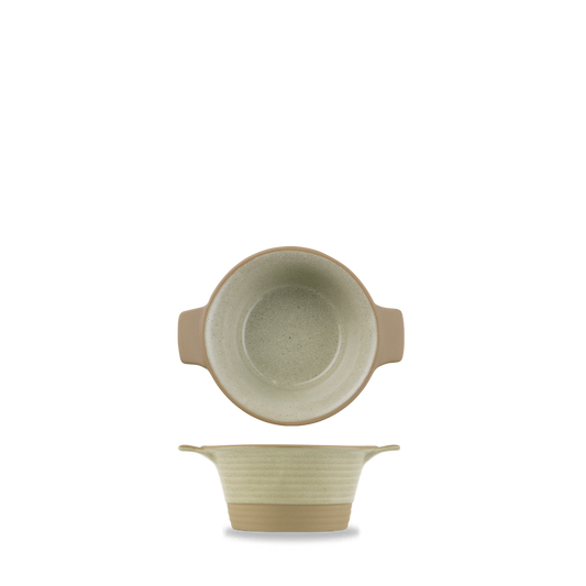 Keramikschale mit Henkeln, beige.