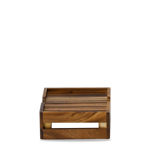 Holztablett mit Fächern.