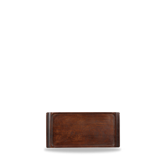 Holztablett auf weißem Hintergrund.