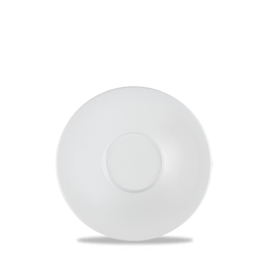Weißer Porzellanteller, schlichtes Design.