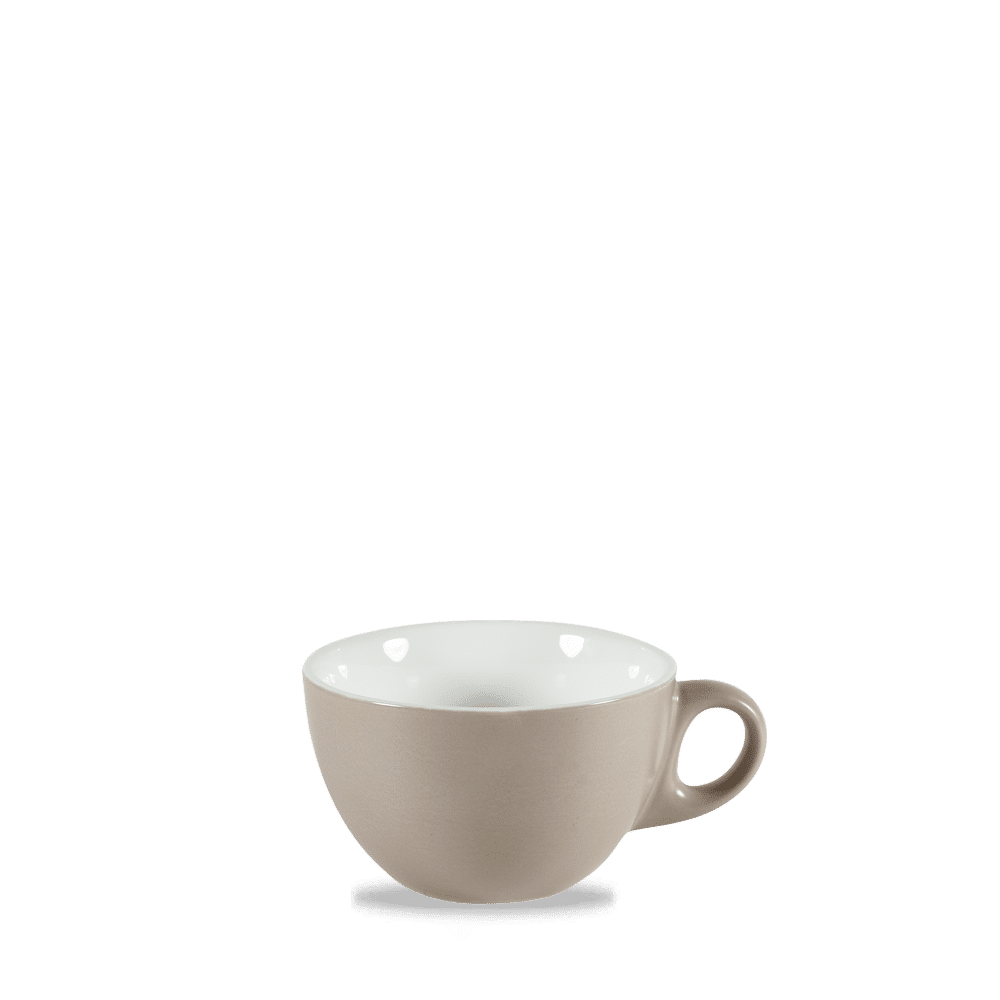 Leere Kaffeetasse auf weißem Hintergrund