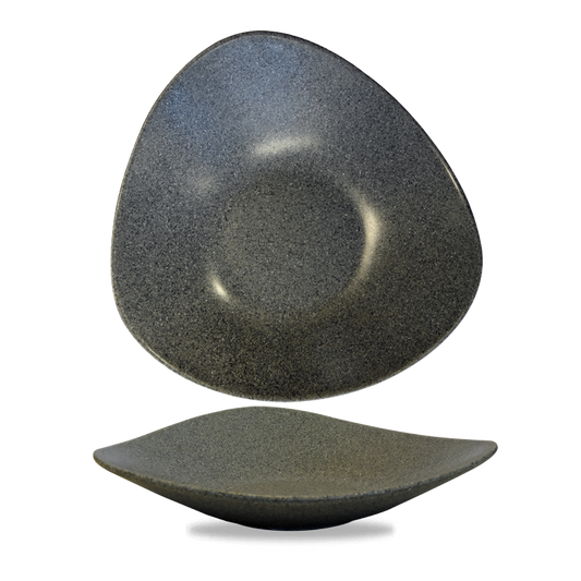 Zwei graue, dreieckige Teller.