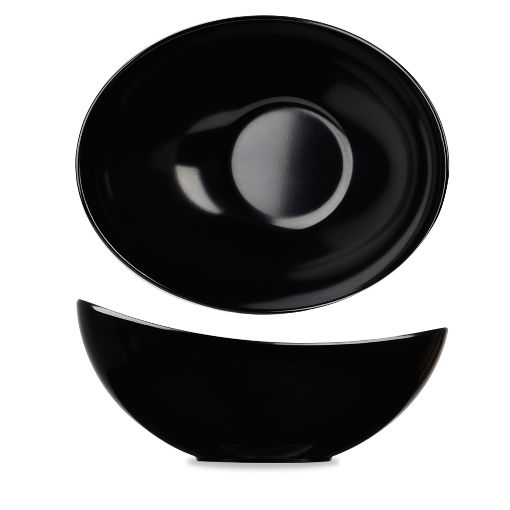 Schwarze Schalen, moderne Gastronomie.