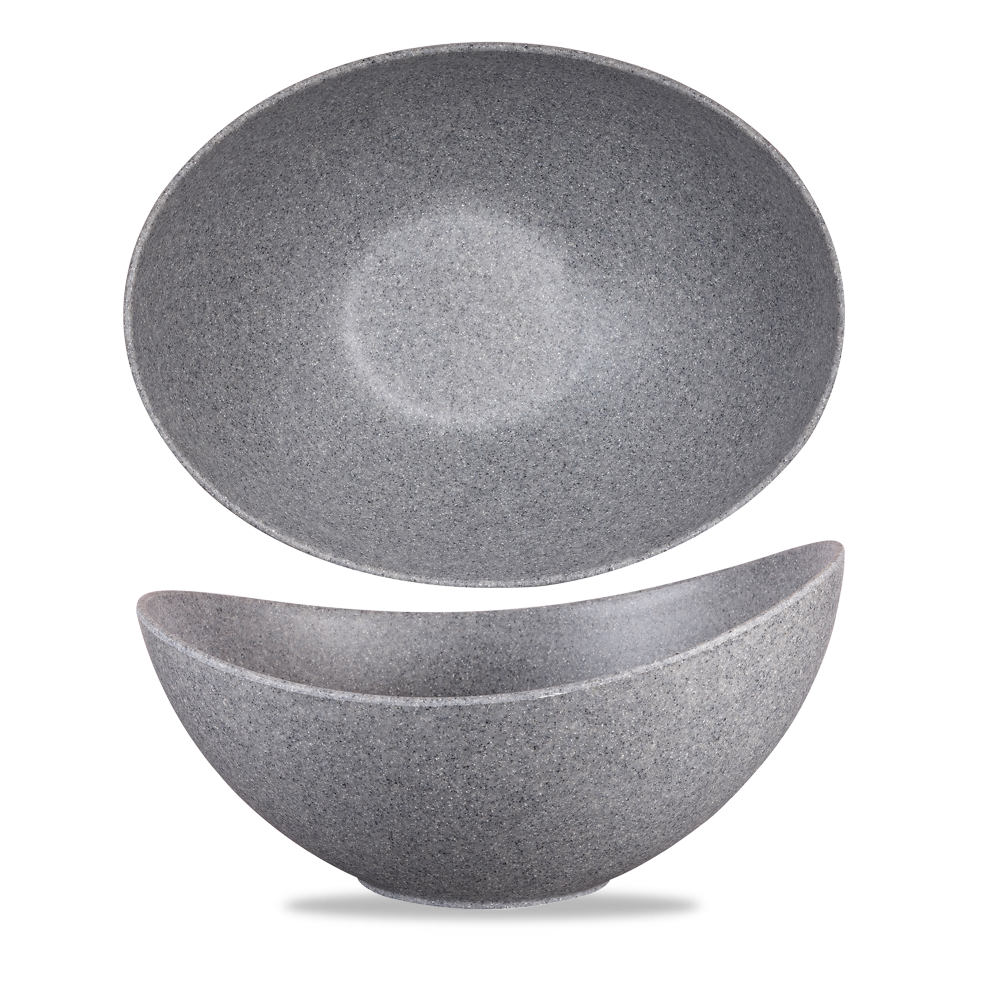 Zwei graue, ovale Schalen.