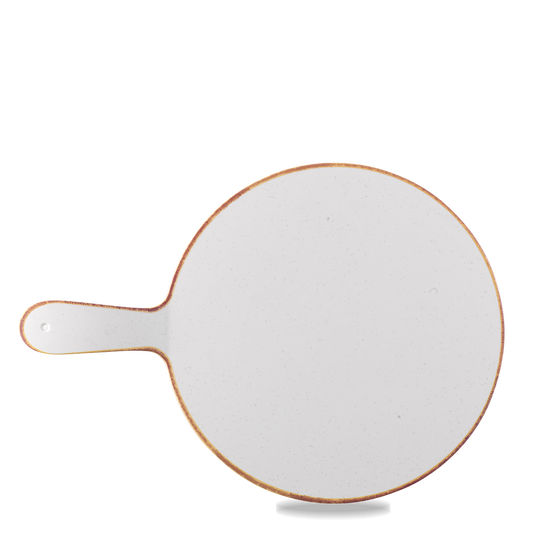 Runde Servierplatte mit Griff.