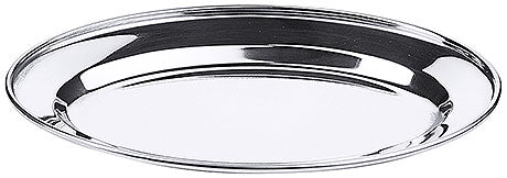 Silbernes Tablett aus Edelstahl.