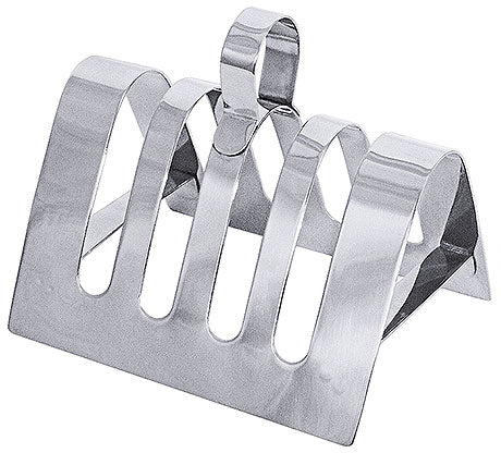 Edelstahl-Toastständer mit fünf Schlitzen.