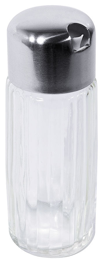 Glasflasche mit Metallverschluss.