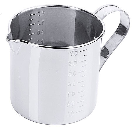 Edelstahl-Messbecher mit Henkel.